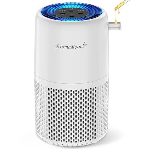 Air Purifier for Home Bedroom, AromaRoom H13 HEPA Air Filter For Smoke Pollen Dander Hair Smell Air Cleaner, 3-in-1 Filter with Sleep Mode, Quiet Air Cleaner For Pets, Home, Baby Room (White) view 1
