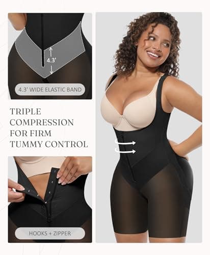 FeelinGirl Fajas Colombianas Moldeadoras Butt Lifting Shapewear Tummy Control Postpartum Faja Body Shaper with Zipper Crotch view 2