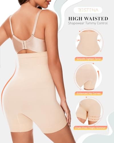 BESTENA Shapewear Shorts, High Waisted Shapewear for Women Tummy Control, Seamless Body Shaper Shorts Thigh Slimmer view 3