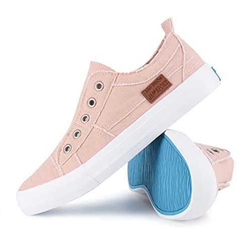 JENN ARDOR Womens Slip On Fashion Sneakers No Laces Comfortable Casual Low Canvas Sneakers Flats Walking Shoes view 4