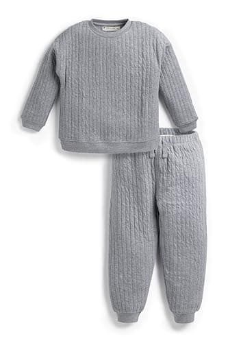 MONICA + ANDY Baby Organic Quilted Sporty Sweatsuit Heather Grey, 3-6m