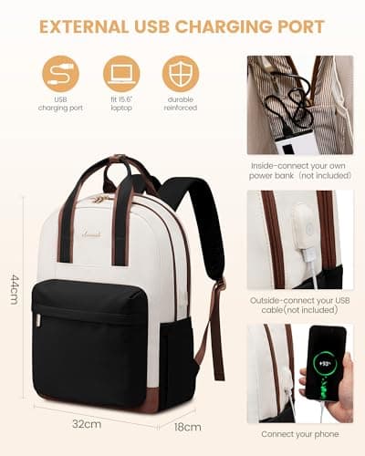LOVEVOOK Laptop Backpack Purse for Women, 15.6 Inch Travel Laptop Bag with USB Port, Waterproof Work Teacher Nurse Computer Backpack, Durable Casual Daypack view 5