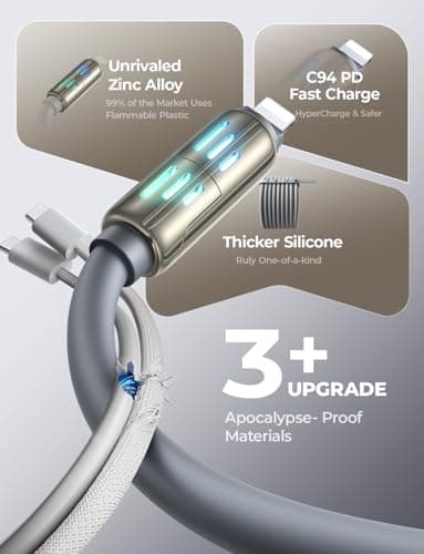 LISEN USB C to Lightning Cable, Chubby 240W 4 in 1 Charging Cable 6.6FT view 5