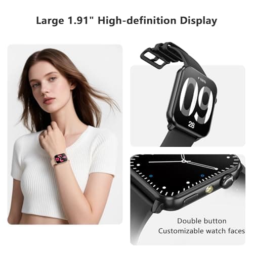 Blackview Smart Watch for Men Women,1.91" HD Touchscreen Fitness Watch with Flashlight, Bluetooth Notifications/Make Calls, Heart Rate/Sleep Monitor/2 Straps, Fitness Watch for Android/iPhone view 2