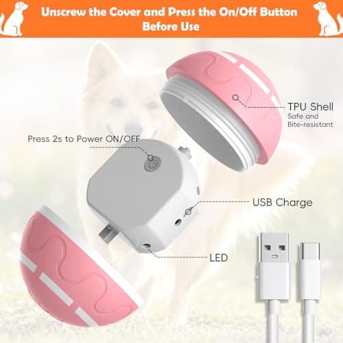 SUJF Smart Interactive Dog Ball, Interactive Dog Toys with Remote Control, Automatic Moving Pet Ball for Medium and Large Dogs, TPU Material, Rechargeable Vibrating Bouncing Pet Toy view 2