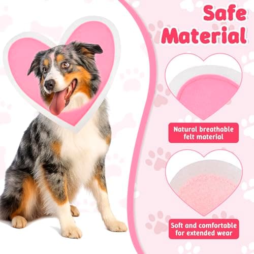 Dog Birthday Outfit - Dogs Double Heart-Shaped Valentine Clothes Hat Costumes, Love Dress Up Headwear Birthday Outfits, Adjustable Pet Heart Collar for Holiday Party Photo Props(Large) view 4
