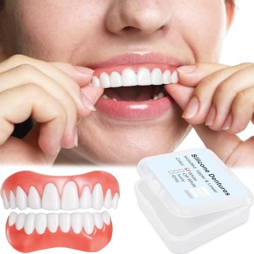 Dentures for Men and Women, Custom Upper & Lower Smile | Reusable False Teeth Cosmetic Smile Coverage, Silicone Veneers Teeth, Easy Use and Show Confident Smile in Minutes — image 1