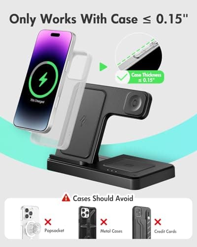 Wireless Charger iPhone Charging Station: 3 in 1 Charger Stand Multiple Devices for Apple - iPhone 17 16e 16 15 14 Pro Max 13 12 11 - Watch 11 10 9 8 7 6 5 4 3 2 SE and Ultra Series - Airpods 4 3 Pro view 3