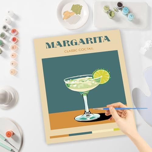 APTDYIGL 6 Pack Paint by Numbers for Adult,Cocktail Paint by Numbers Kit for Adults Beginners,DIY Paint by Numbers Acrylic Paint CanvasPainting Kits Art,Home Wall Decor, 9.8X13.7 inch(Without Frame) view 5