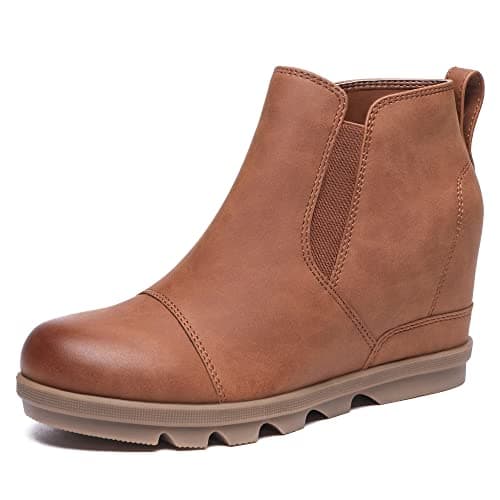 Athlefit Women's Wedge Ankle Boots Comfortable Slip On Wedge Booties — image 1