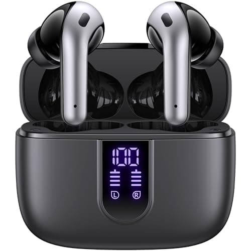 TAGRY Bluetooth Headphones True Wireless Earbuds 60H Playback LED Power Display Earphones with Wireless Charging Case IPX5 Waterproof in-Ear Ear buds with Mic for TV Smart Phone Laptop Computer Sports