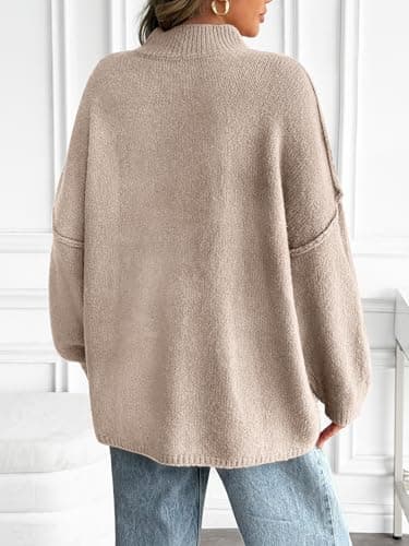 LILLUSORY Womens Oversized Mock Neck Batwing Chunky Fall Sweaters 2026 | Knit Cozy Comfort Soft Material, Casual Pullover, Daily Vacation Street Wear, Trendy Thick Winter Clothes view 4