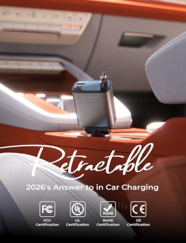 LISEN Retractable Car Charger, 84W Car Charger USB C Fast Charge, 4 in 1 view 5