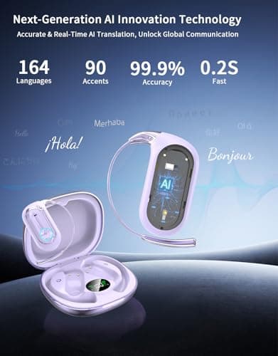 AI Translation Earbuds Real Time,164 Languages Translator Earbuds,96H Audifonos Traductores Inglés Español,Bluetooth 6.1 translating earbuds 5-in-1 Translator Device for Travel Business Learning view 2