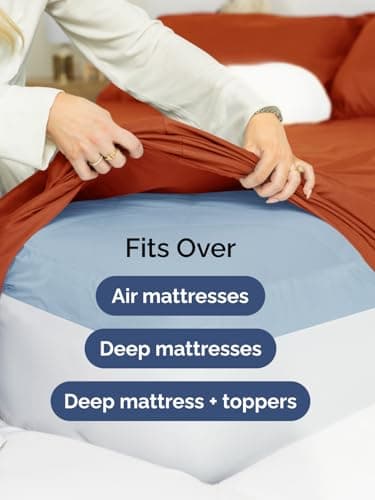 Extra Deep Full Sheet Set - 4 Piece Breathable & Cooling Bed Sheets - Easily Fits 18 to 24 inch Mattress - Ultra Soft, Wrinkle & Fade Free with Extra Deep Pockets - Hotel Luxury Bedding - Terracotta view 6