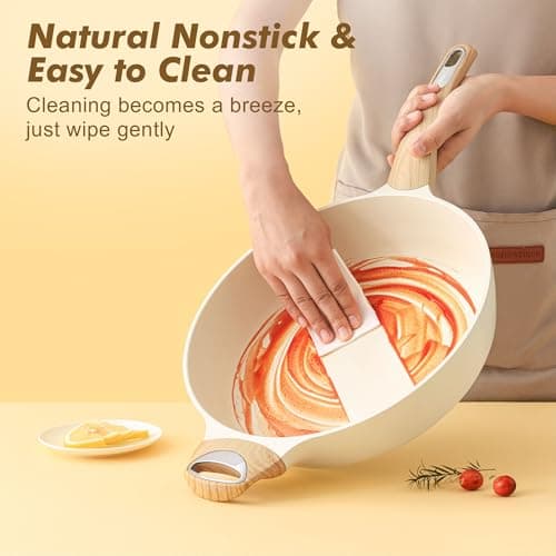 SENSARTE Ceramic Nonstick Frying Pan Skillet with Lid, 12 Inch Large Deep Frying Pan, 5 Qt Saute Pan, Induction Pan, Healthy Non Toxic Cooking Pan with Helper Handle, PFOA PFAS PTFE Free view 5