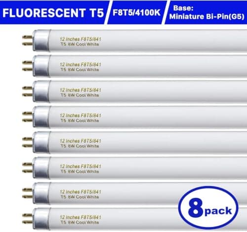 Konideke 8 Pack F8T5/CW Fluorescent Bulbs, T5 12 inch 8 Watts Under Cabinet Light Bulb Cool White, G5 Mini Bi 420 Lumen view 2