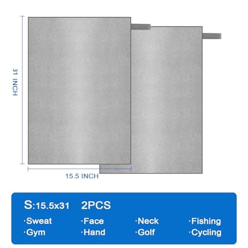 NUOYEE 2 Pack Microfiber Camping Towel Quick Dry Lightweight Travel Body Face Beach Hiking Backpacking Swimming Pool Towel(Grey, 2 Pack S(15.5X31 Inch) view 2
