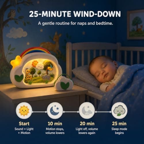 Baby Sleep Soother, USB-C Rechargeable Musical Crib Toy and Sound Machine with Lights for 0-12 Months Infant Toddler, Tummy Time Infant Toys, Birthday Gifts for Newborn 0-3 Years view 5