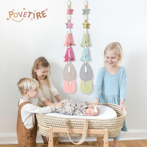 POVETIRE 3PCS Baby Headband Holder Hairbands Organizer, Hanging Bow Organizer for Girls, Hair Accessories Organizer Display Wall for Newborn Infant Toddler Kids Nursery Room Decor view 2
