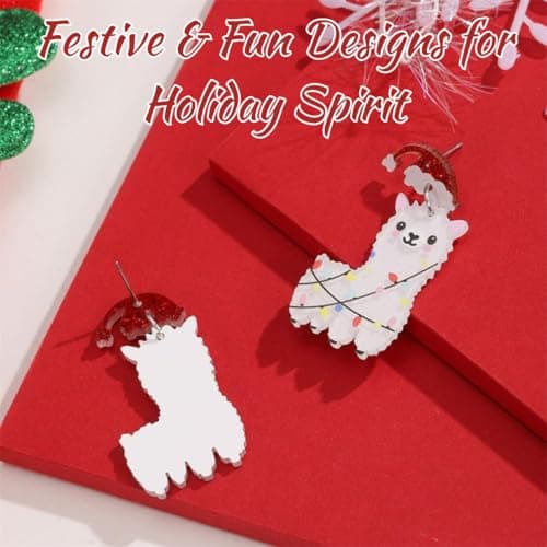 6 Pairs Christmas Earrings for Women, Atarvana Bulk Acrylic Earrings Jewelry Gifts for Women- Santa, Snowman, Reindeer, Gingerbread Man, Sheeps view 3