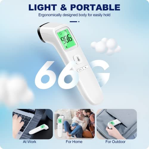 No-Touch Thermometer for Adults and Kids, Accurate Digital Baby Thermometer, Fever Alarm & Silent Mode, 2 in 1 Forehead & Object Mode view 6