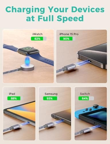 2026 Travel Essentials,3 in 2 USB C Cable for Apple Watch Charger,iPhone Charger,Multi Charging Cable,Cruise Vacation Camping Essentials for iWatch Series 11-2/Ultra,iPhone 17-12,Car,Sony PSP Cables view 3