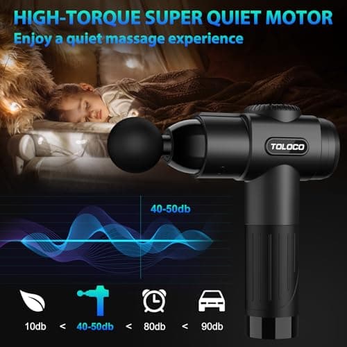 TOLOCO Massage Gun, Deep Tissue Back Massage for Athletes for Pain Relief, Percussion Massager with 10 Massages Heads & Silent Brushless Motor, Mothers Day Gifts, Black view 3