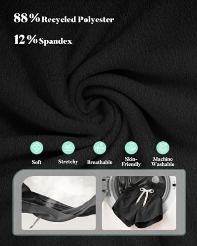 iceROSE Athletic Shorts for Women - High Waisted Black Running SweatShorts Summer Drawstring with Pockets for Workout Lounge view 4