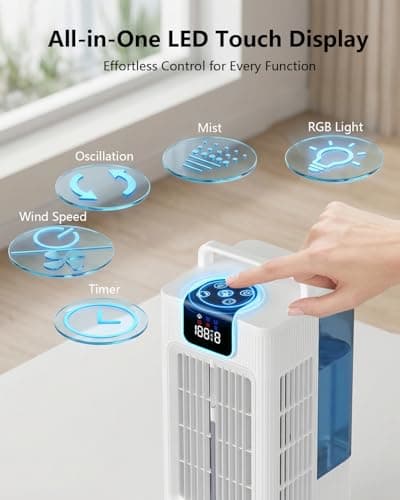Portable Air Conditioners, 2000ML Personal Air Conditioner, Mini Air Conditioner, Evaporative Air Cooler Fan with 120° Oscillation, 7 RGB Light Modes, 4 Speeds & 1-8H Timer for Bedroom Office view 5