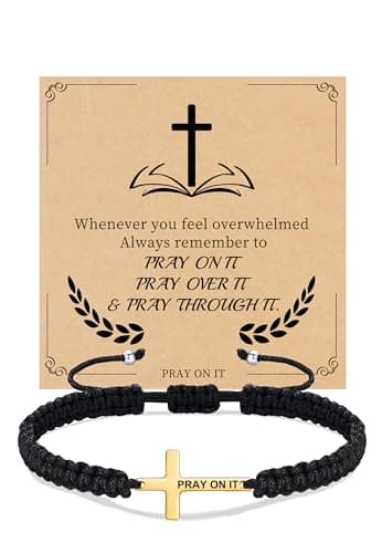 Sistble Christian Gifts Cross Bracelet for Men Easter Baptism Religious Gifts for Women Handmade Braided Bracelets Inspirational Confirmation Gifts for Teenage Girl Boys Jewelry — image 1