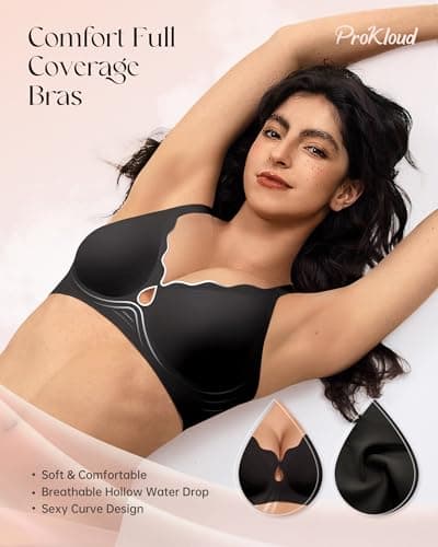 ProKloud Wireless Bras for Women Wave Push Up No Underwire Bralettes Seamless Full Coverage Support Lift Everyday Bra view 2