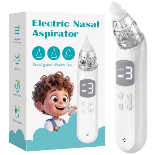 Baby Electric Nasal Aspirator, 3 Suction Levels, 3 Interchangeable Silicone Tips, Music & Light — image 1