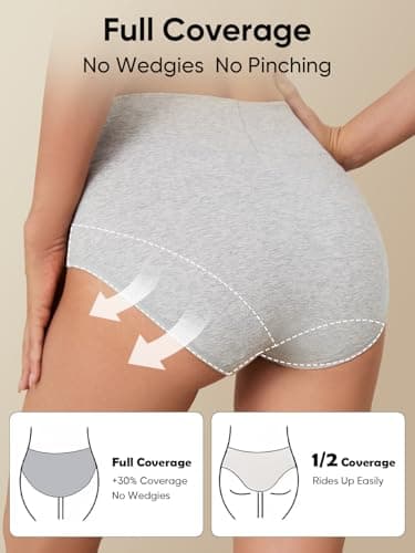 Ellychi Yii Women Cotton Cheeky Underwear - French High Cut Striped Panties view 5