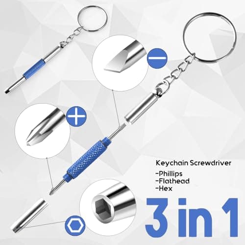 Eyeglass Keychain Screwdriver Repair Kit,MINGFIX 3 in 1 Eye Glasses Tightening Tools Set with Small Phillips,Flathead,Nut Driver Bit for Sunglasses,Eyeglasses and Others view 2