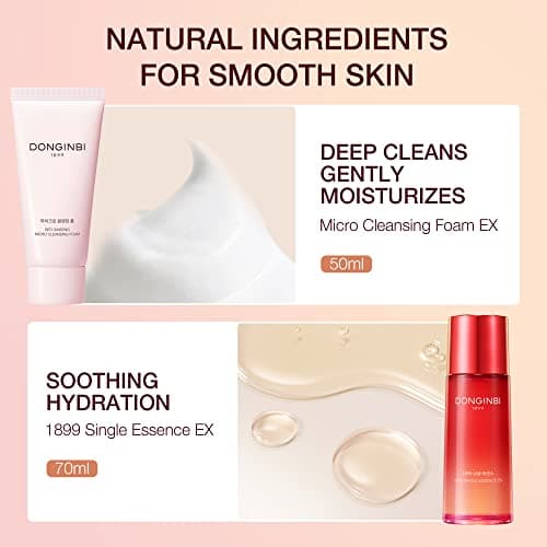 Donginbi Red Ginseng Essential Skin Care Set | Korean Skin Care Gift Set | Firming Moisturizer(1.69 fl oz) | Hydrating Toner(2.37 fl oz) | Essence(2.37 fl oz) | Pore Cleaner(1.69 fl oz) | Glass Skin view 3