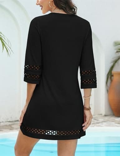 VIMPUNEC Swimsuit Coverup for Women Bathing Suit Cover Up Summer Casual Beach Dress Shirts view 4
