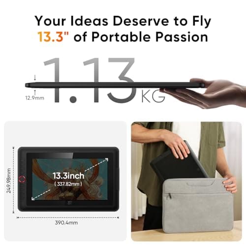 XPPen 13.3" Drawing Tablet with Screen-Artist13.3 Pro V2 16384 Pressure Pen, 8 Shortcut Keys & Red Dial for Digital Art, Graphic Designer, Animation | Mac, PC, Android Compatible | Beginner to Pro view 6