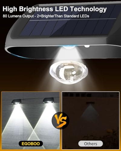 EGOBOO Solar Fence Lights 8 Pack, Backyard Solar Lights Outdoor Waterproof, Dusk to Dawn Auto Lighting Mounted for Outdoor Wall Decor/Deck/Railing/Step/Patio/Pool Porch view 4