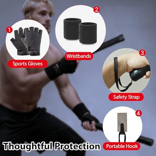 Faluded 1 lbs Weighted Ropeless Battle Ropes, Portable Cordless Home Gym Equipment, Quiet Apartment Workout & Low-Impact Training for Men & Women view 4