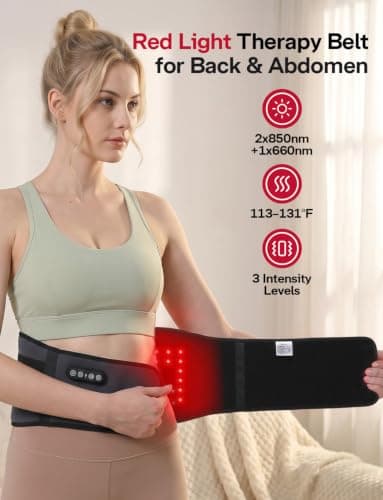Medisana 3 in1 Cordless Red Light Therapy Belt with Heating &Vibration | 3 Modes, 660nm/850nm Near Infrared Red Light for Back, Waist, Hips,Legs view 4