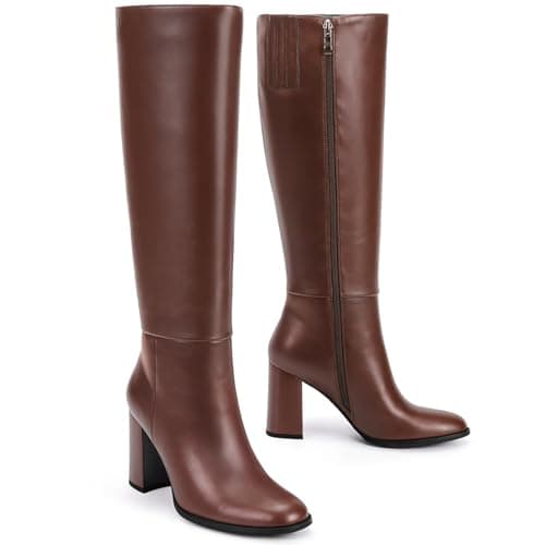 Lumeheel Women Knee High Boots - Round Toe Chunky Heel Tall Boots with Side Zip, Fashion Long Gogo Boots for Fall Winter view 5