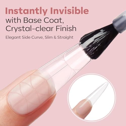 modelones Long Almond Guiding Line Nail Tips, Stiletto Soft Gel Tips Fake Nails False Acrylic Extensions Seamless Accurate Positioning Scale Line, Full Matte Professional Nail Salon 216PCS 12Sizes view 4