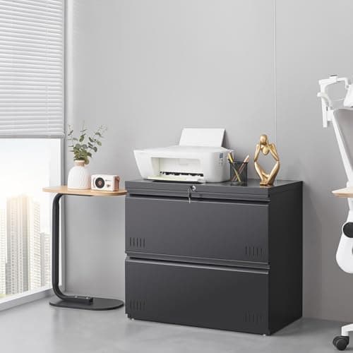 Approgreent 2 Drawer File Cabinet, File Cabinets for Home Office, Printer Stand, File Cabinet with Lock, Lateral Filing Cabinet for A4/Letter/Legal Size File Folders, Assembly Required(Black) view 5