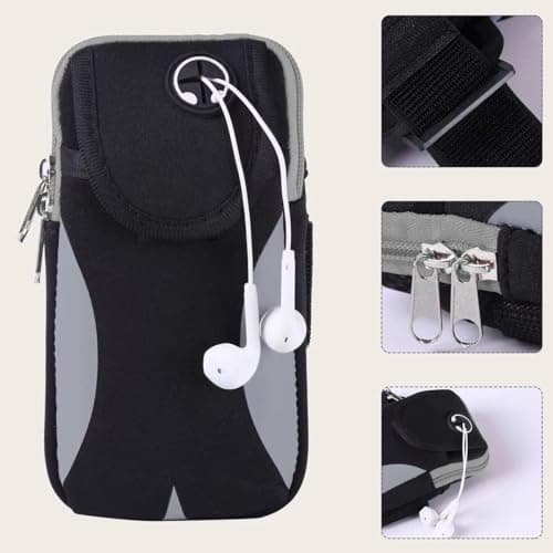 Phone Holder for Running Armband Cell Phone Holder for iPhone 11 12 13 14 15 Pro Max XS X XR 8 7 6 Plus SE/Samsung Galaxy/Key,Waterproof Sliver-Black Arm Band Fit Sport/Exercise/Workout Pouch Sleeve view 3