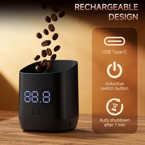 Digital Coffee Scale, Digital Coffee Bean Dosing Cup, 0.1g High Precision Mini Coffee Scale for Pour Over, Espresso, and French Press, Rechargeable Coffee Scale with LED Display, Tare Function view 3