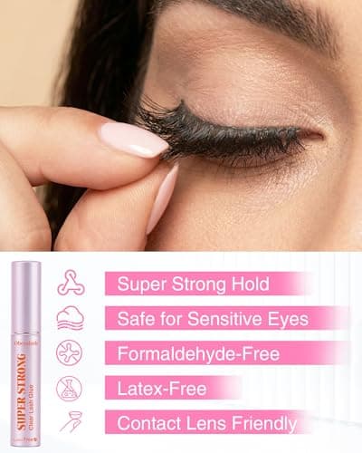 Strong Hold Strip Lash Glue Long Lasting, Waterproof Eyelash Glue for Sensitive Eyes, Latex-Free Quick Dry Clear Eyelash Glue, Precision Brush Tip for Beginner Friendly by Obeyalash (White 0.17oz) view 3