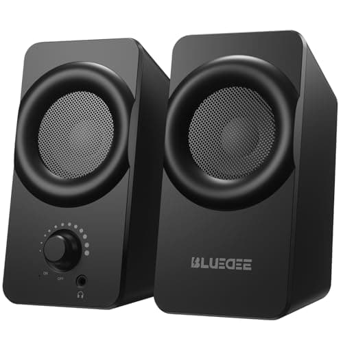 Bluedee Computer Speakers for Desktop PC, Dual Driver PC Speakers with RGB Lights, Plug & Play Compact Wired USB Speaker for Laptop & Desktop, USB or USB-C for Power & Audio