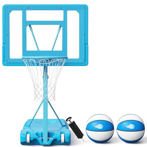 Swimming Pool Basketball Hoop,Adjustable Poolside Basketball Goal with 2 Nets,2 Balls & Inflator Outdoor for Kids Youth Teens Adults — image 1