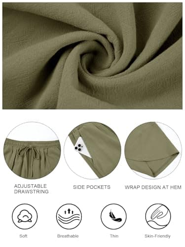 grewley Womens Barrel Harem Linen Pants Wide Leg Pants Baggy Palazzo Drawstring Elastic Waist with Pockets Beach view 6